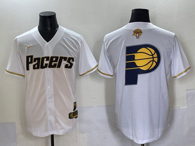 Men 2025 Indiana Pacers Blank White Joint Name NBA Jersey style 12